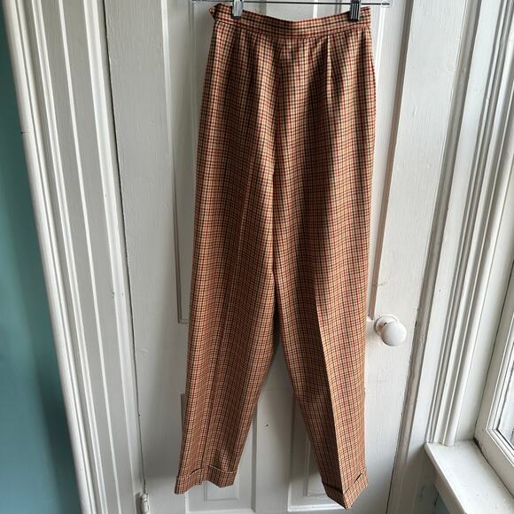 Vintage Laura Ashley Wool Plaid Cuffed Pants - Picture 6 of 8